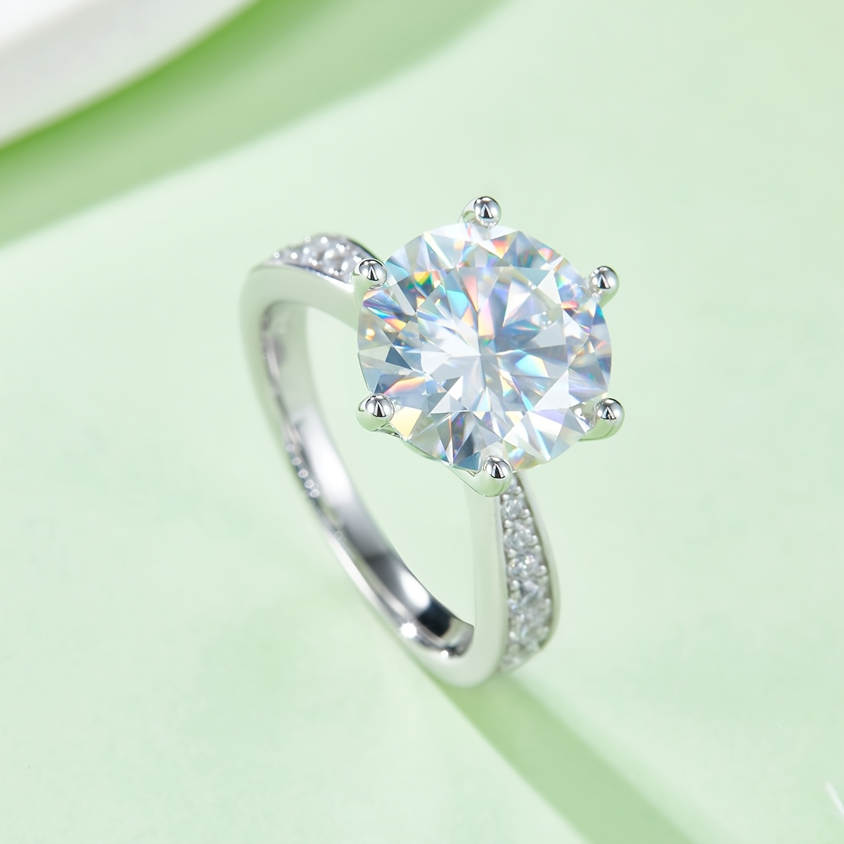 Men's 5-Carat Moissanite Ring, Classic Luxury Prong Setting